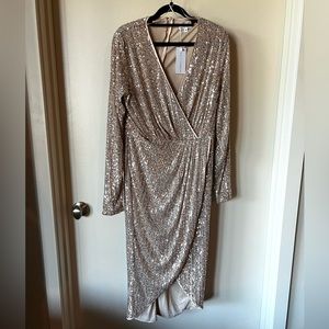 Baltic Born “Poland” Sequin Midi Dress in Champagne (XL)